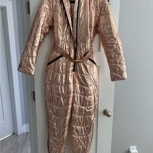 Metallic Gold Snowsuit with Black Trim